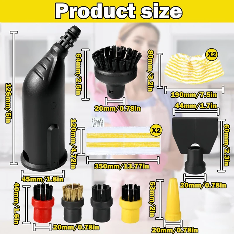 BABZ Accessory Round Brush Set for Karcher SC1 SC2 SC3 SC4 SC5 CTK10 CTK20 Steam Cleaners