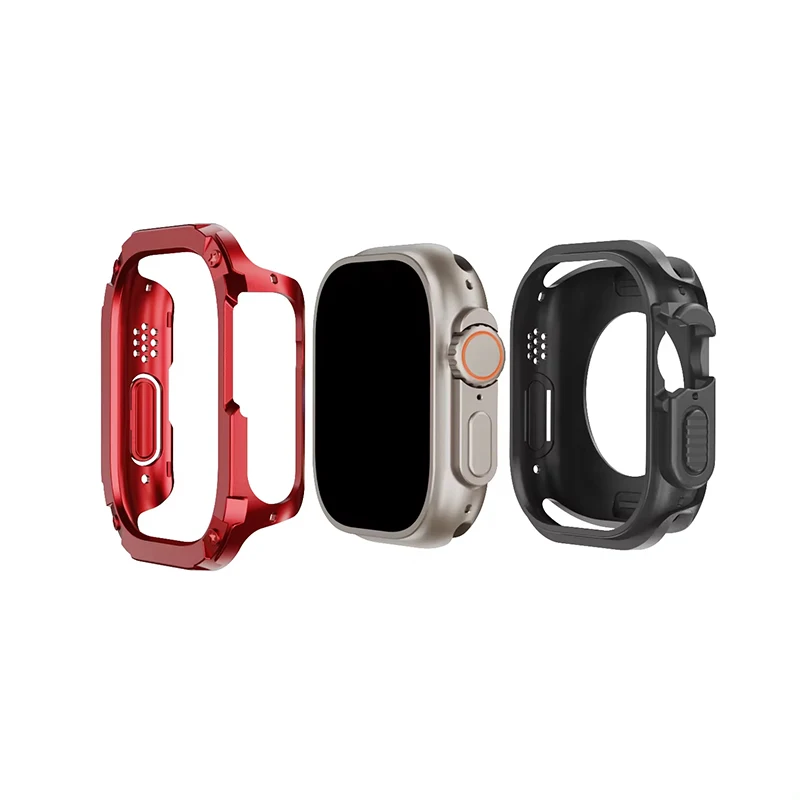 Rugged Cover for Apple Watch Case Ultra 9 8 49mm 45mm 41mm 44mm 40mm Around Hard TPU Protective Shell for iWatch series 7 6 5 4