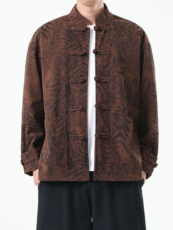 

Retro Chinese Sle Men's Jaet Mid-Aged High-End Autumn Winter Outerwear Dad's Clothes Stand Fit Non-Iron Procing