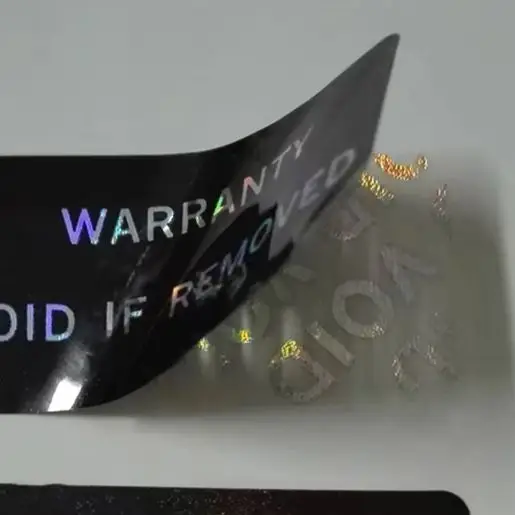 100Pcs Bar code warranty void stickers Dumb silver PET security labels with serial number waterproof tamper proof seal label