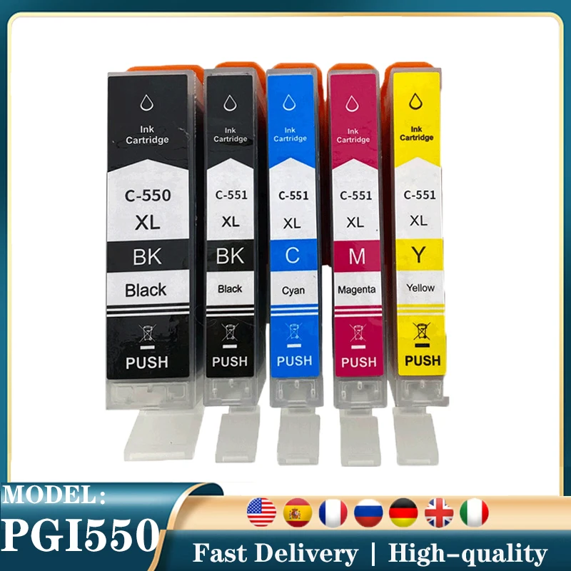 PGI550 CLI551 Compatible Ink Cartridges For Canon 550 551 MG6350 MG7150 IP8750 Ip7250 printers PGI-550 CLI 551 PGI-550 CLI-551