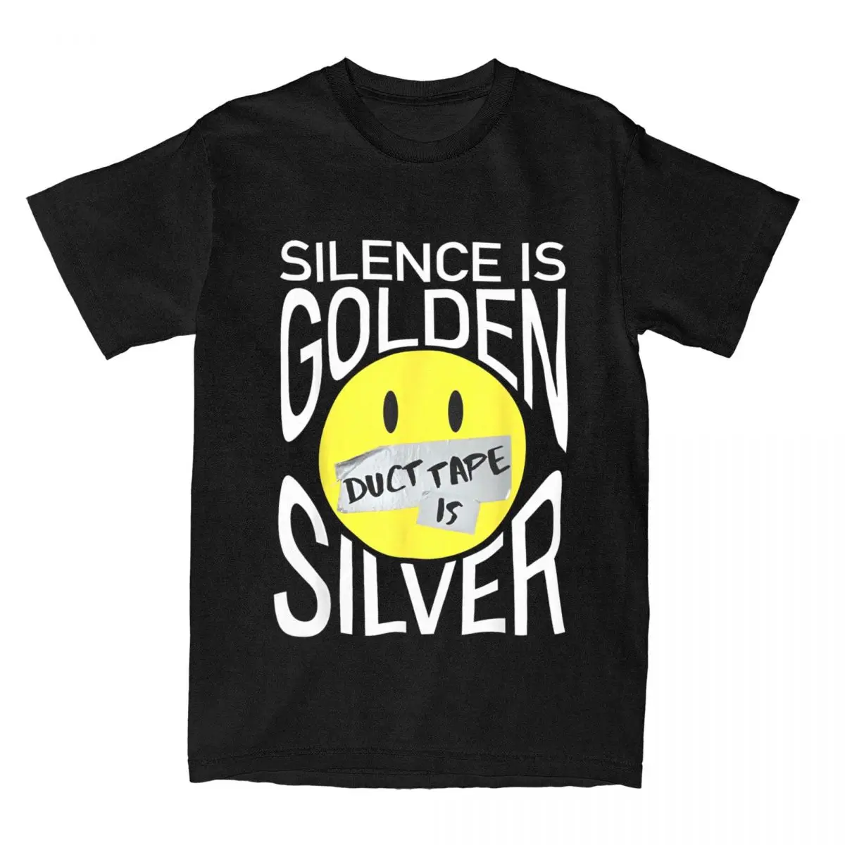 Men Silence Is Golden Duct Tape Is Silver Funny Sarcasm T Shirts 100% Cotton Clothing Awesome Tee Shirt 4XL 5XL 6XL T-Shirts