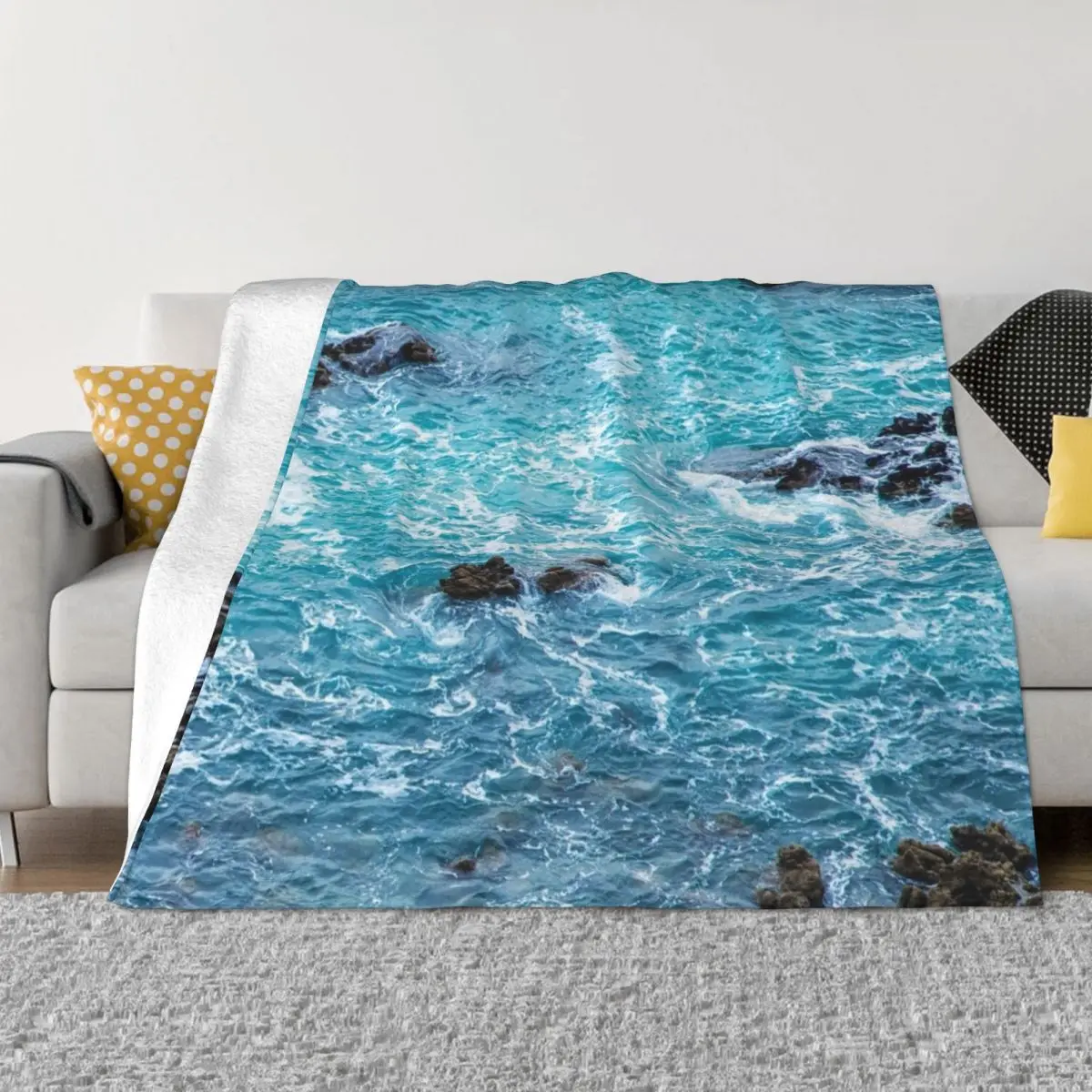 

Blue Sea Waves Throw Blanket Winter bed blankets Fluffy Blankets Large Bed Fashionable Blanket