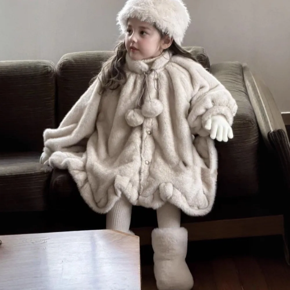 

Детские зимние пальто для девочек 2-10 лет, 2026, из искусственного меха, мягкие, теплые, длинные, элегантные