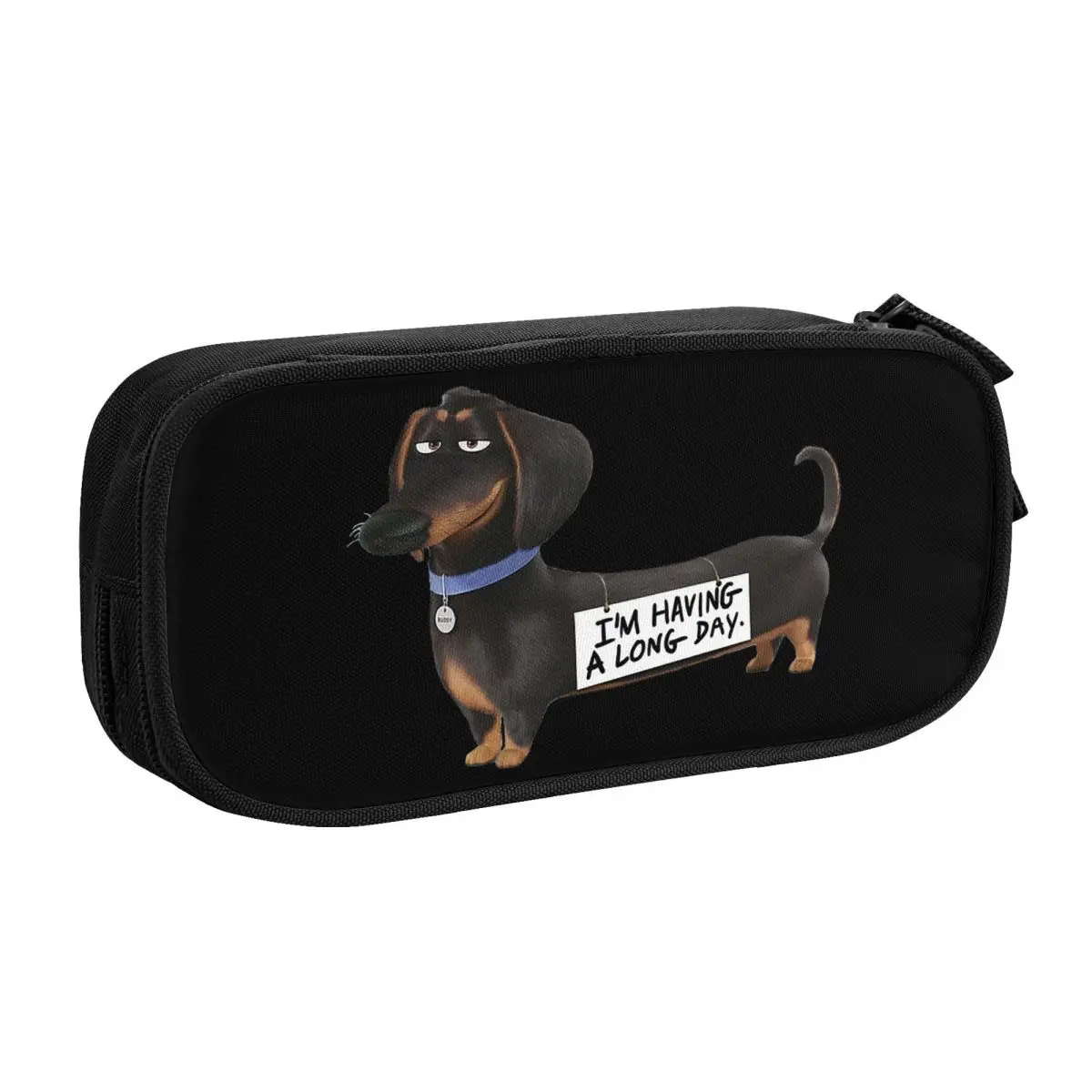 Cute Kawaii Dachshund Pencil Case for Boys Gilrs Custom Sausage Badger Wiener Dog Large Storage Pen Bag Box Stationery