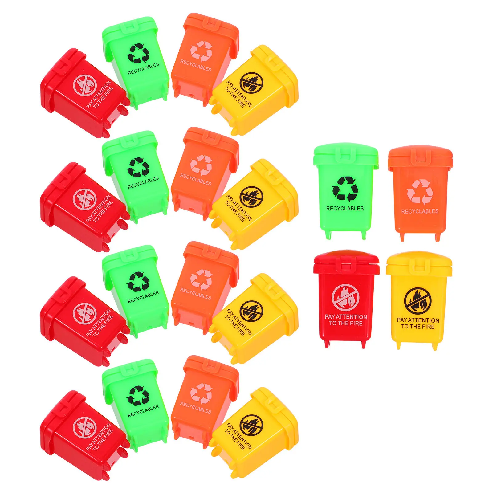 20Pcs Mini Garbage Cans Set Small Plastic Trash Bins Lids Environmental Sorting Game for Kids Recycling Cleanup Activity