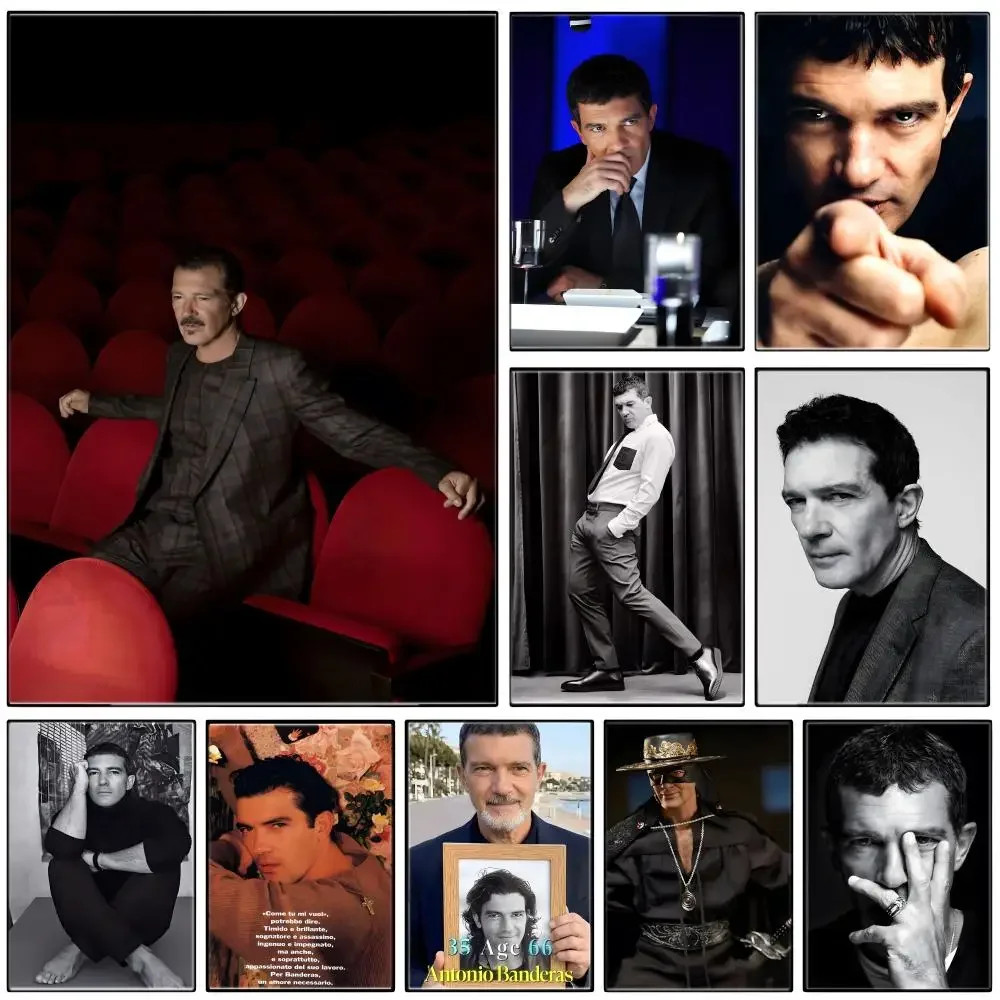 Celebrity A-AntonioS Banderas Poster Self-adhesive Art Waterproof Paper Sticker Coffee House Bar Room Wall Decor