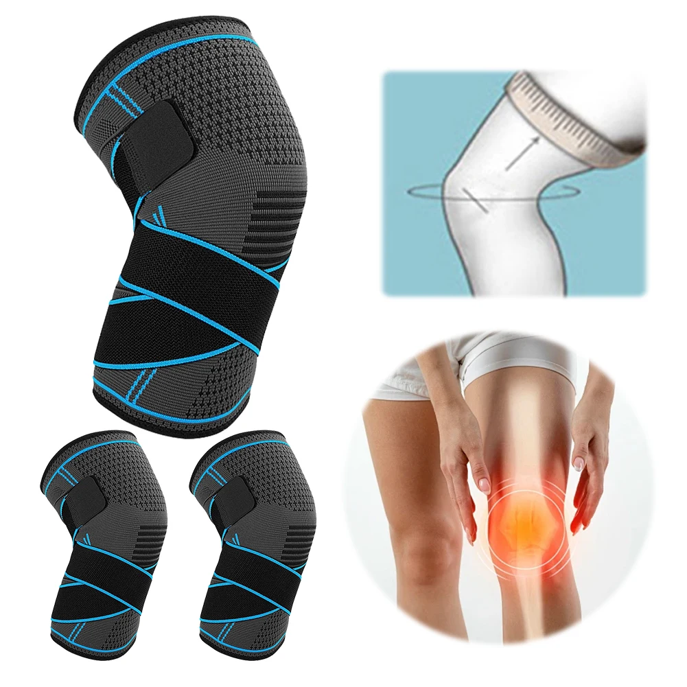 1Pair Adjustable Sports Knee Pad Knee Pain Relief Patella Stabilizer Brace Support for Hiking Soccer Basketball Cycling Sport