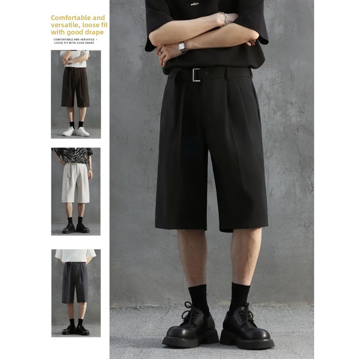 

Spring New Sle Men's Casual Loose Wide Leg Suit Pants Faionable Urban Leisure Polyester Fiber Straight Tube orts