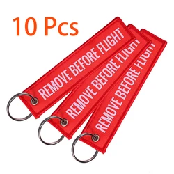 10 Pcs Printed Letter REMOVE BEFORE FLIGHT Rectangle Keychain Motorcycle Key Chain Accessories Souvenir Wholesale