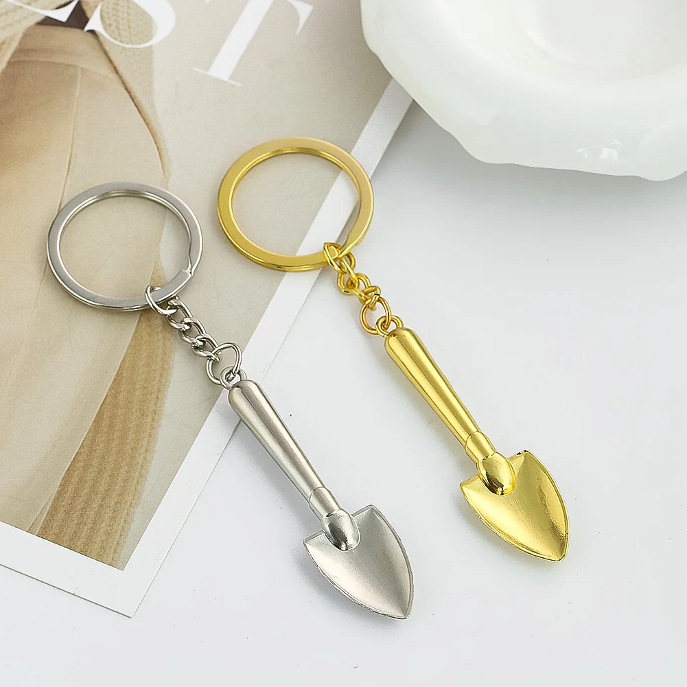 Novelty Mini Shovel Keychain Simulation Metal Spade Keyring Car Keys Backpack Gardening Pendant Decoration Tool Souvenir Gift