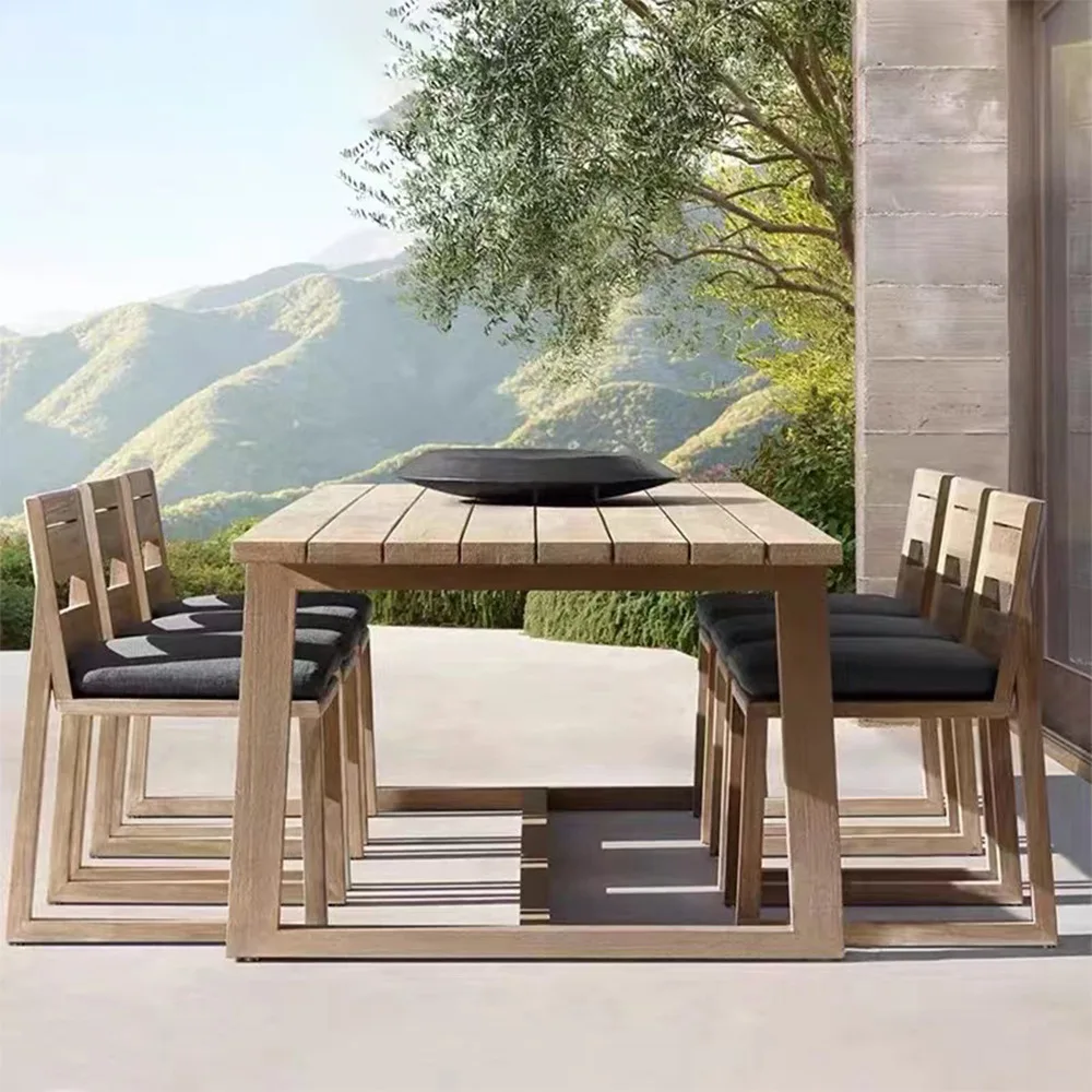 

Outdoor teak tables and chairs old solid wood leisure