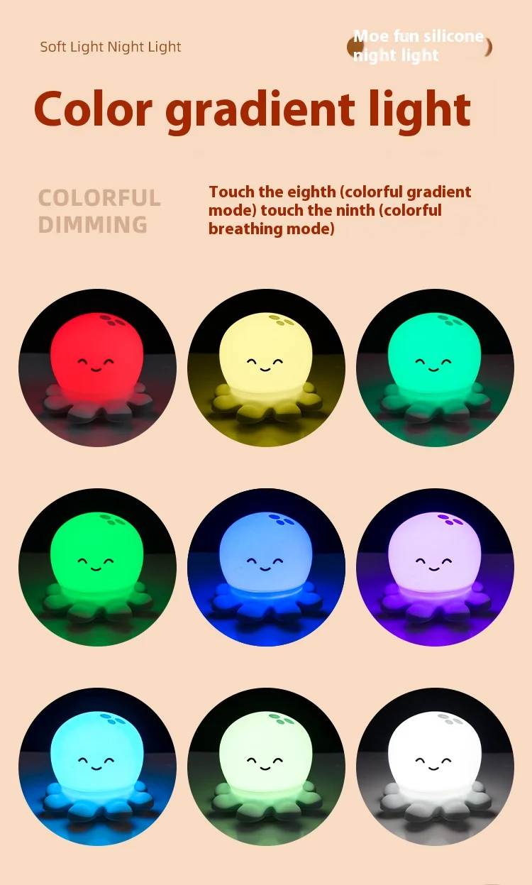 LED Night Light Cute Sheep Panda Rabbit Silicone Lamp Rechargeable Animal Shape Sleep Soft Nightlights For Kids Birthday Gift