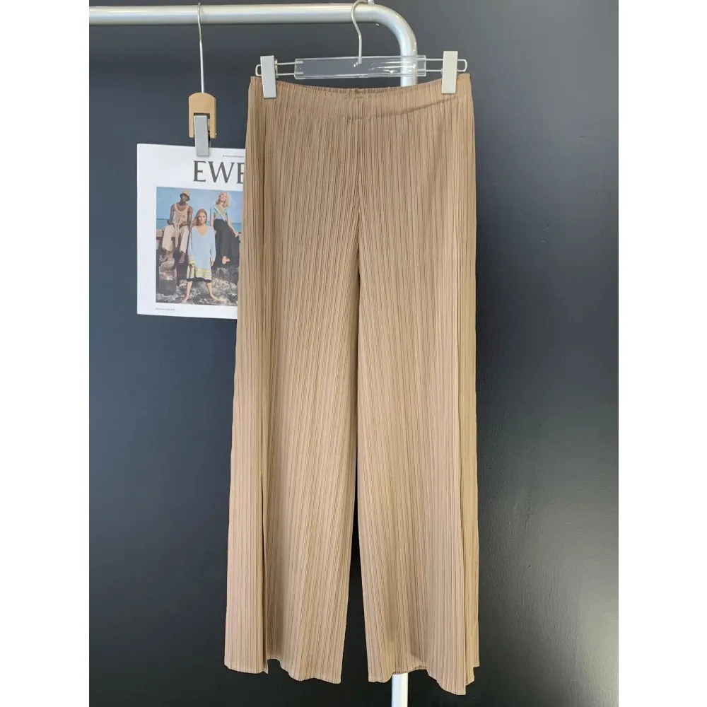 Pleats Original Pleated Wide-legged Pants Straight Casual Pants Women's Aesthetic Versatile Loose Casual Solid Nine-minute Pants