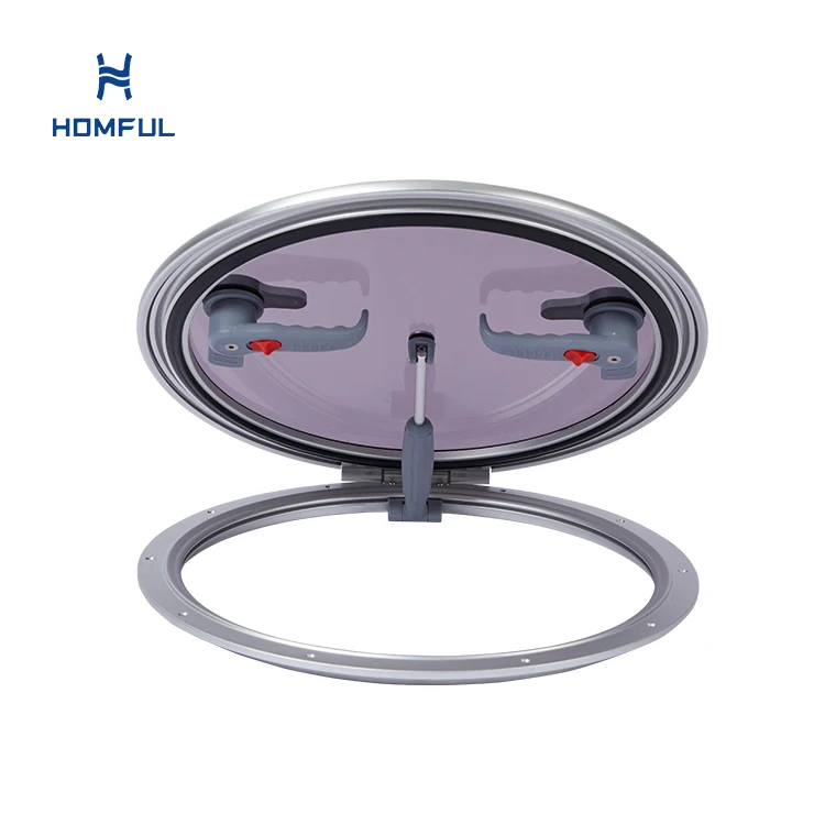 

HOMFUL Round Hatch Marine Boat Window Anodized Aluminum Frame Boat Porthole Window