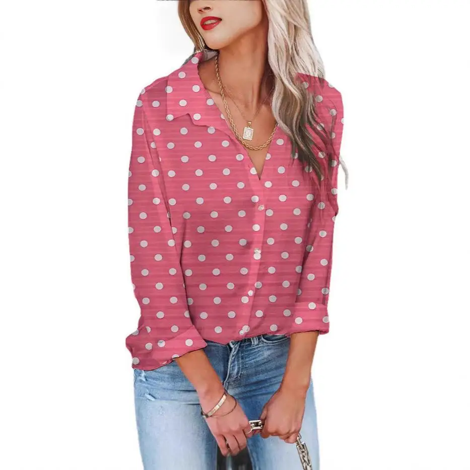 

Women's Long Sleeve Polka Dot Printed Pullover Shirt Commute Style Printed Top Quality Fabric Non-deformable Winter Collection