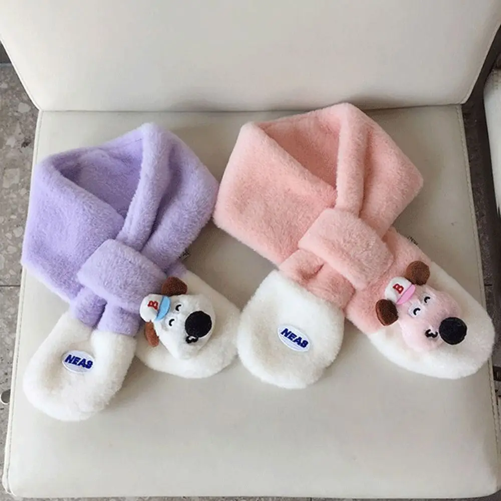 Fashion Fur Collar Scarf Keep Warm Thicken Thermal Neck Warmer Windproof Cartoon Boys Girls Knitting Scarf Autumn Winter
