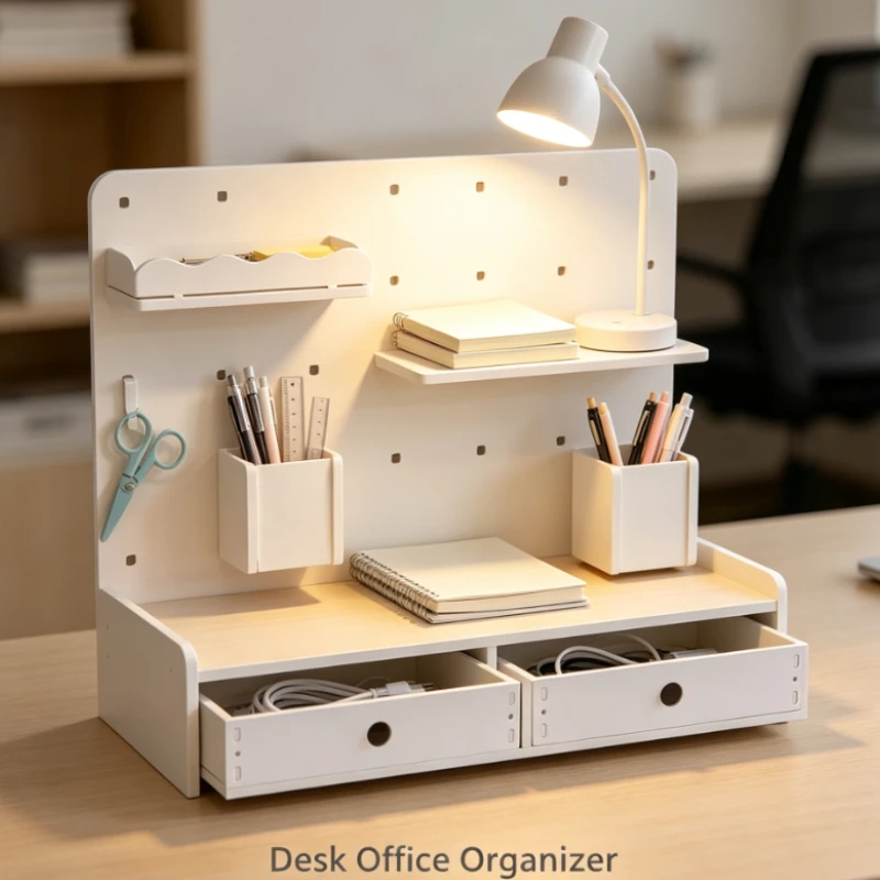 Pegboard Desktop Organizer With Drawers And Hooks For Study Room Stationery And Small Item Storage With Modular Design