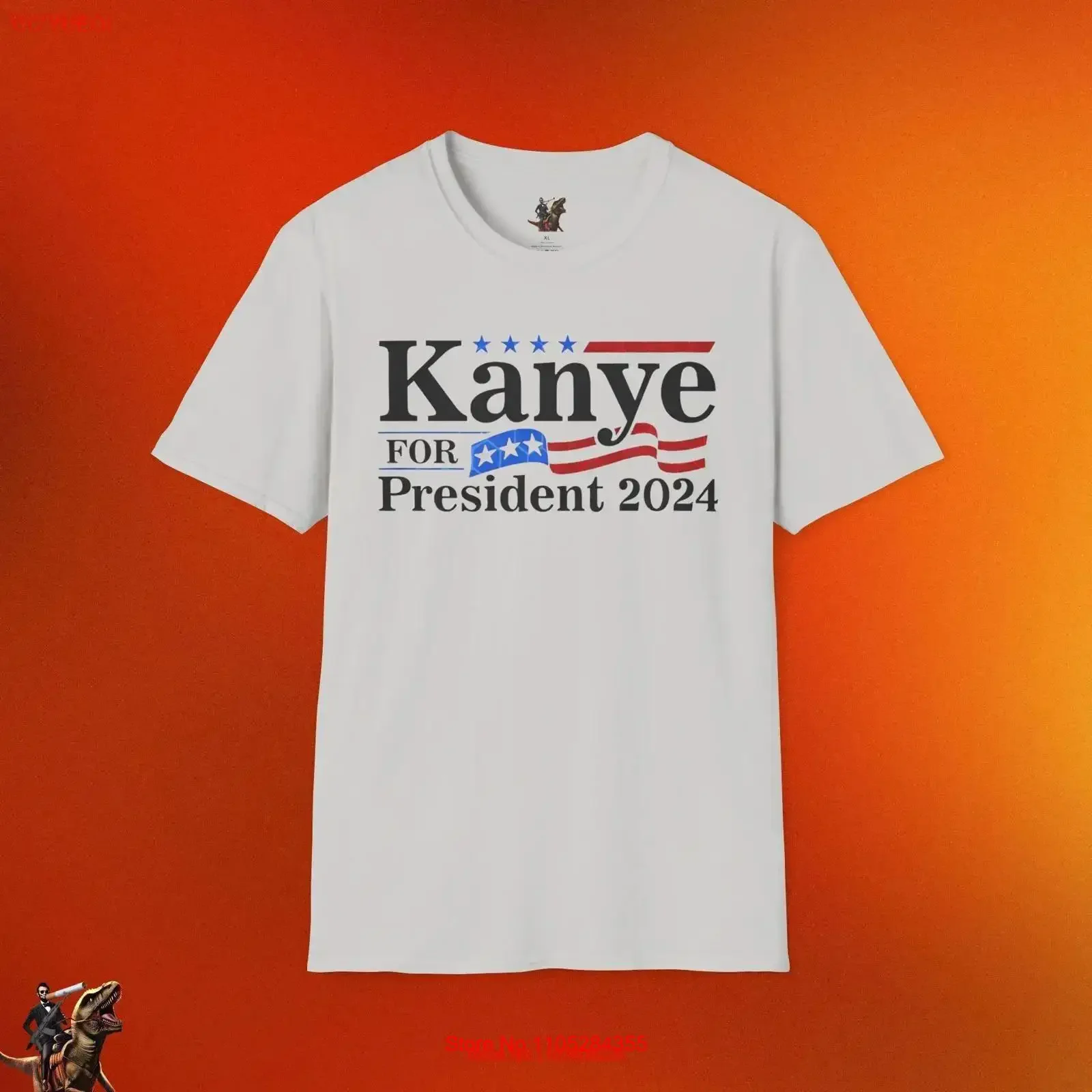 Kanye For President 2024 Political Humor T Shirt vintage Washed Slightly Casual Comfortable graphic fashion Versatile Stylish