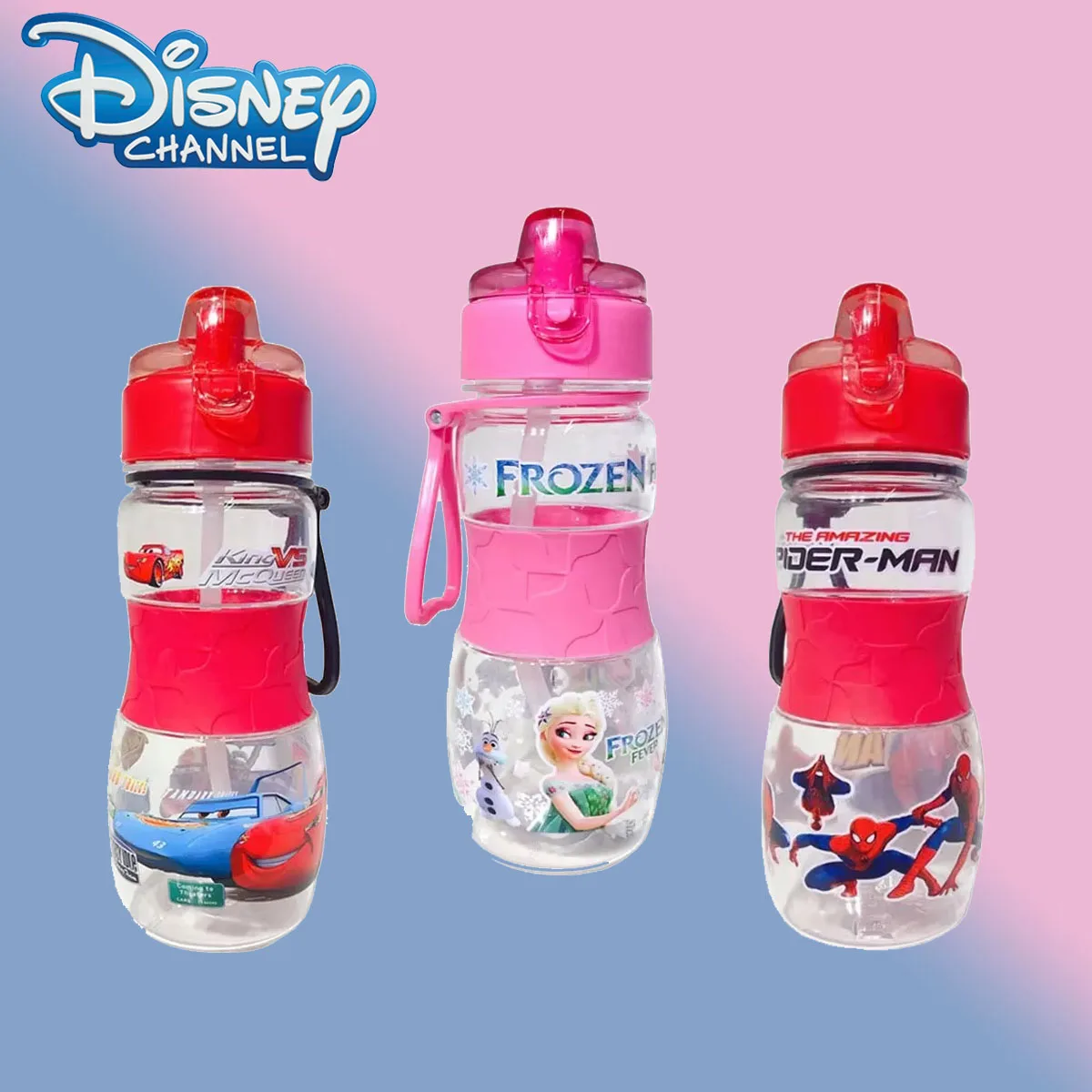 

Disney Frozen Cartoon Water Cup Anime Elsa Cars Spiderman Children Portable Outdoor Straw Cup Baby Bottle Boys Birthday Gifts