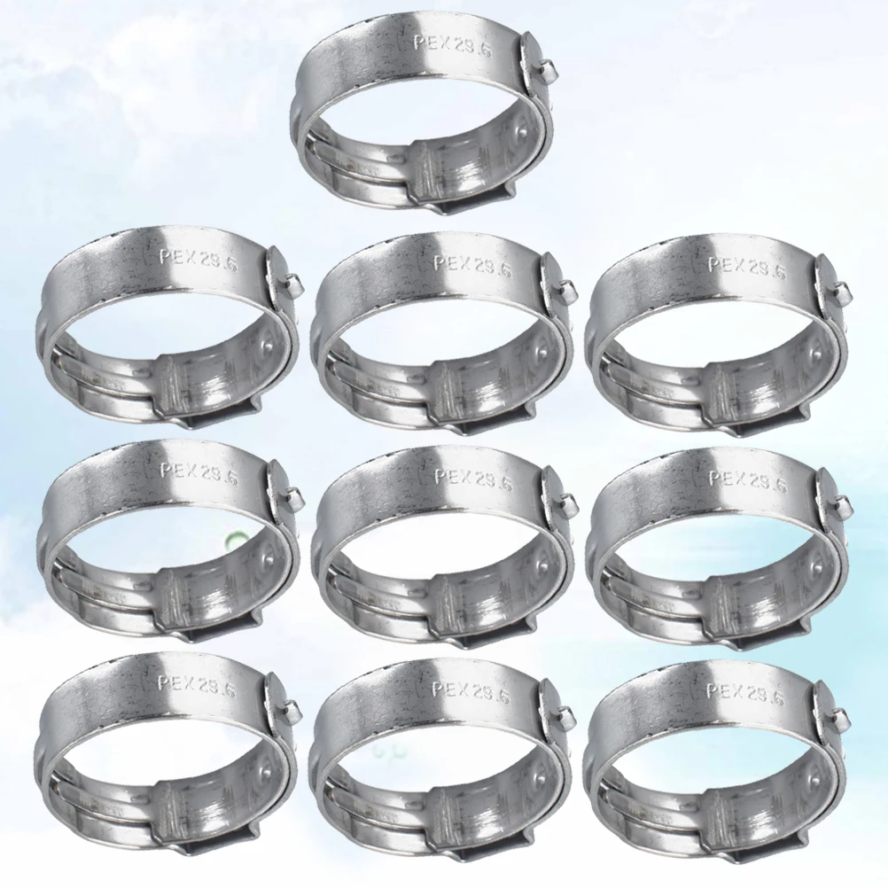

10pcs Single Ear Clamp Stainless Steel Hose Drive Clip for Gas Pipe Clamps Heavy Duty Durable Anti Rust Corrosion Home