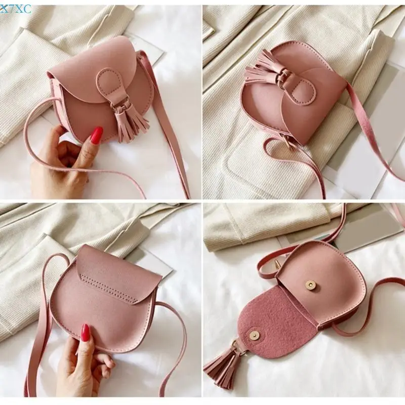 X7XC PU Leather Crossbody Purses Tassel Shoulder Bags for Girls Small Casual Bag Student Travel Satchel Bag