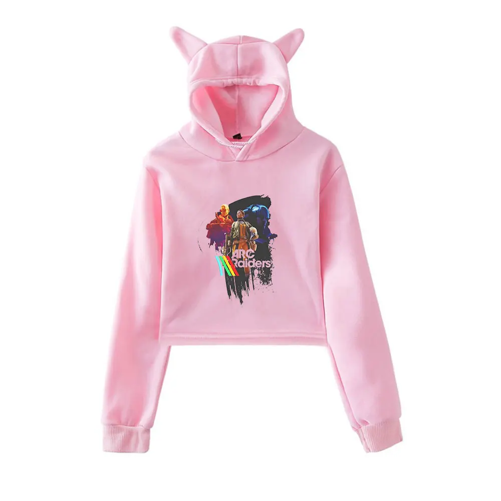 

ARC Raiders Merch винтажная уличная одежда 90-х годов толстовки с капюшоном для девочек укороченный модный спортивный пуловер с кошачьими ушками