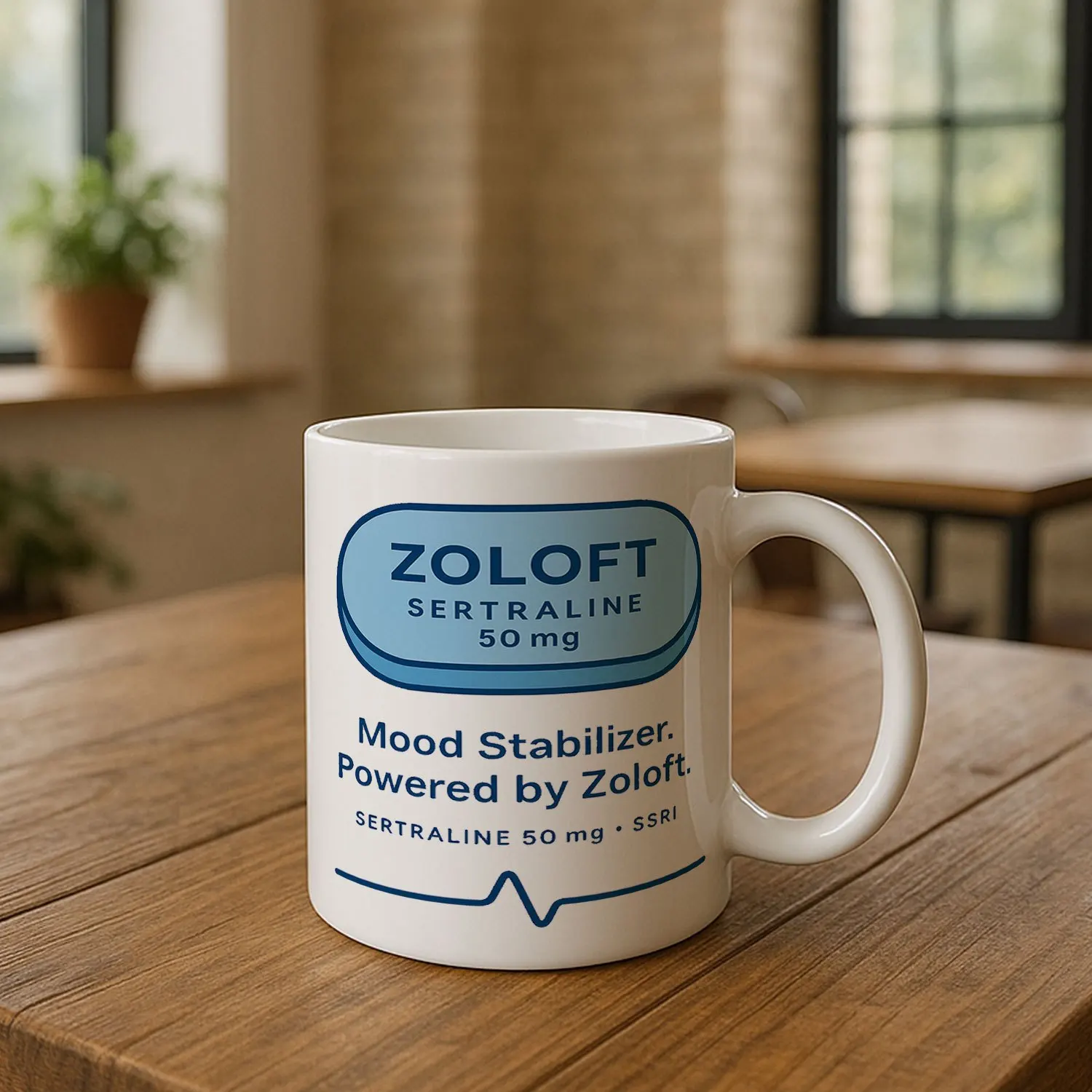 Zoloft Mood Stabilizer Mug Sertraline Antidepressant Humor Gift for Therapists Nurses Psychiatrists Office Decor Birthday Christ