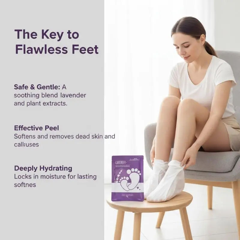 Exfoliating Foot Mask 1 Pair Gentle Lavender Oil Moisturizing Cracked Heel Repair for Daily Use