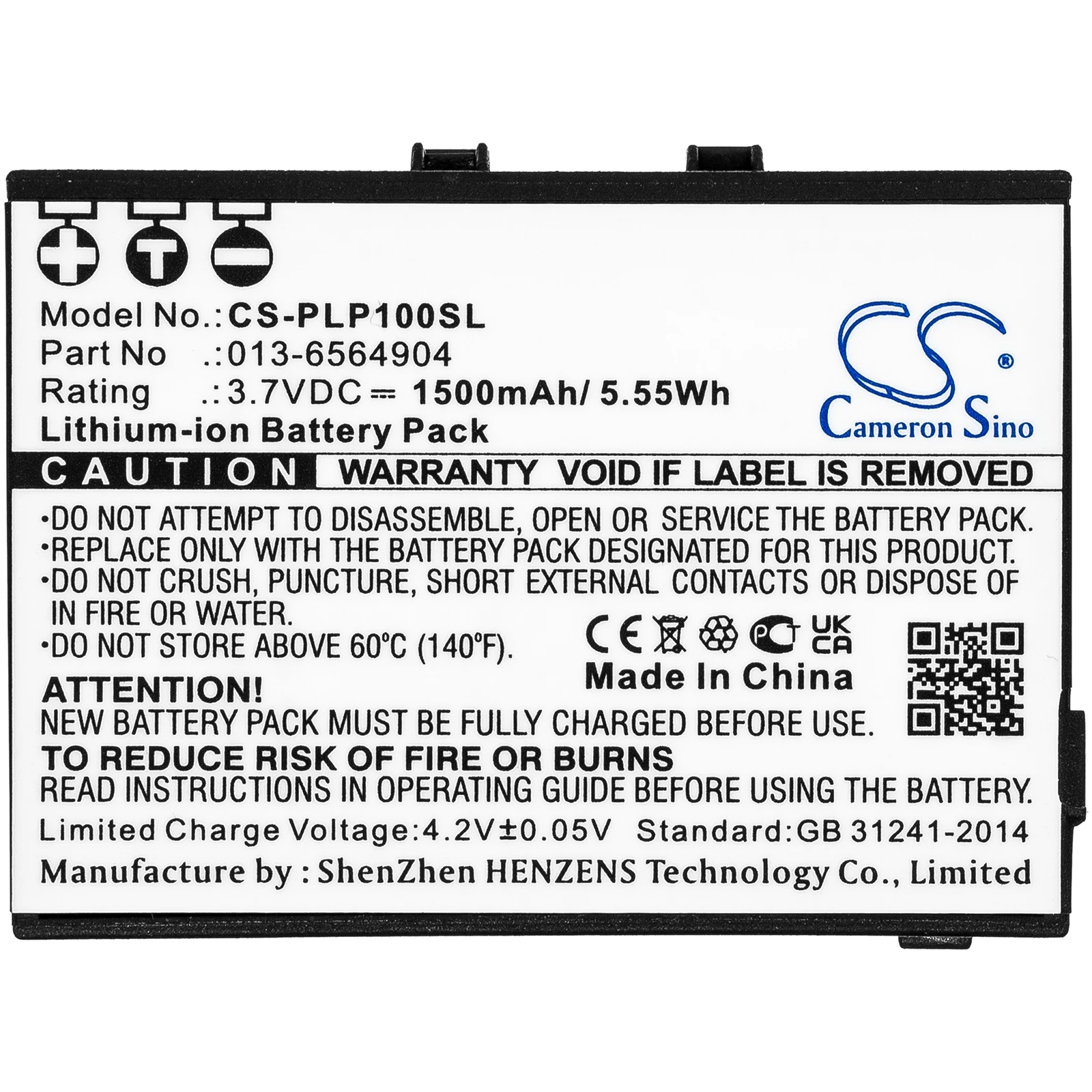 

1500mAh Cameron Sino Media Player Battery 013-6564904 for Plextalk PTP1, Pocket Daisy Player PTP1