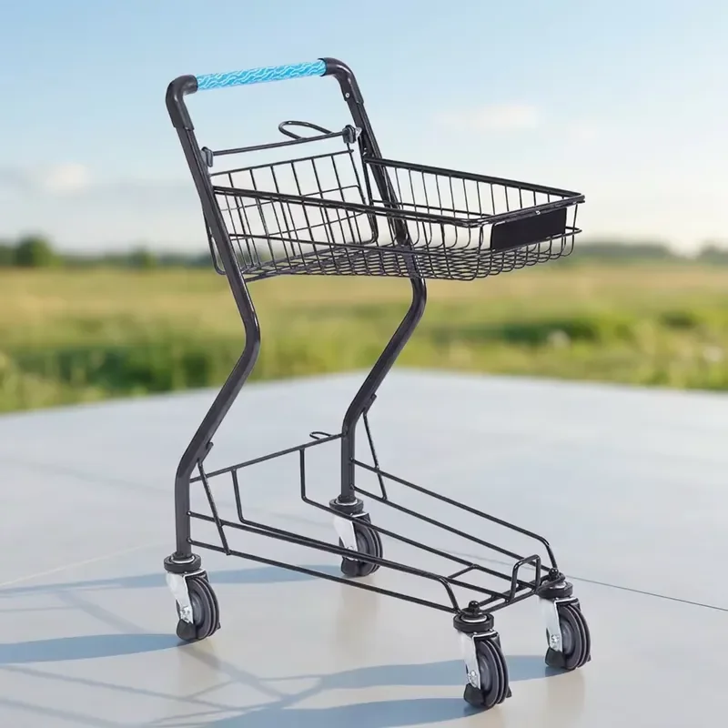 Heavy Duty Supermarket Shopping Trolley with Large Logo Area Four Wheel Metal Cart for Retail Store Grocery Mall Use Durable