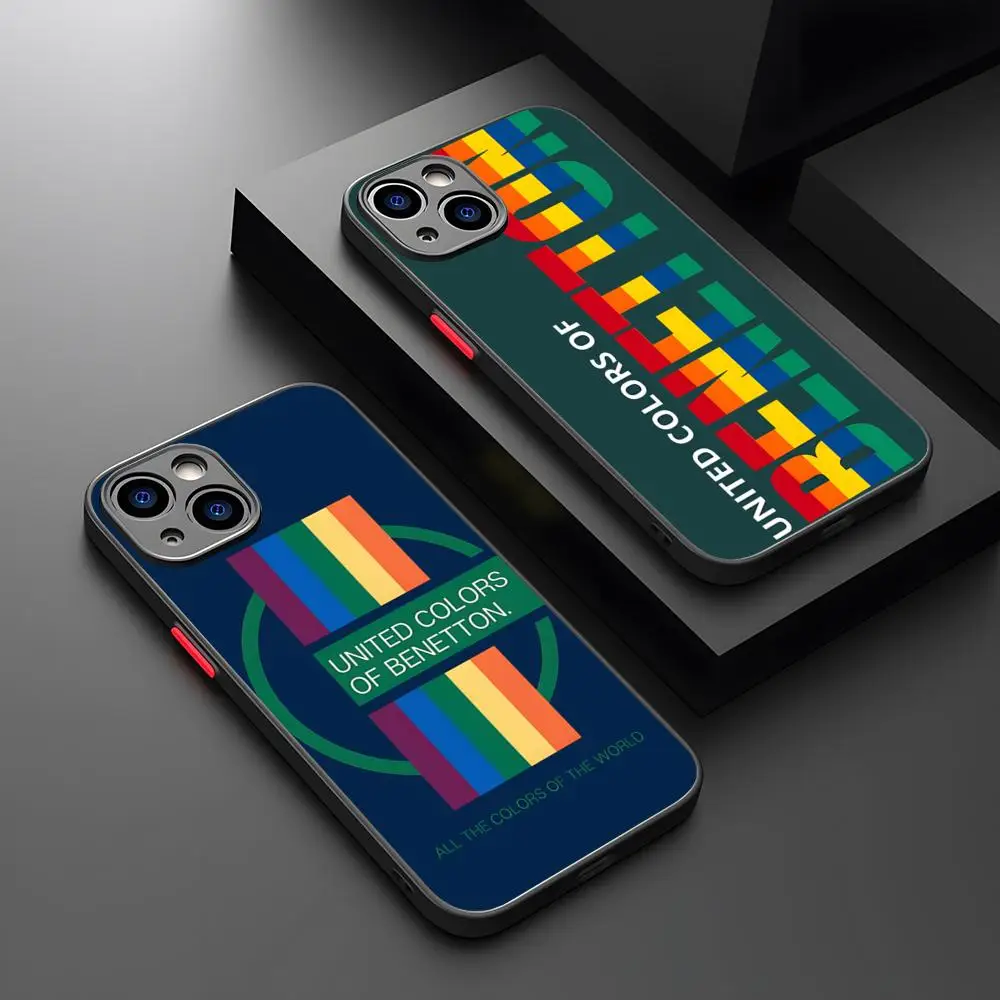 Benetton Phone Case Potdemiel Matte Transparent For 16 15 iPhone 12 11 13 Pro Max X XR X Back Cover