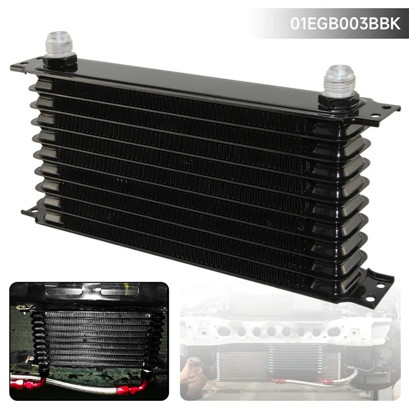 

Upgrade to TRUST Style! 10 Row Aluminum Oil Cooler - 262MM, AN10, 7/8"-14 UNF, Universal, Blue/Black for Engine/Transmission