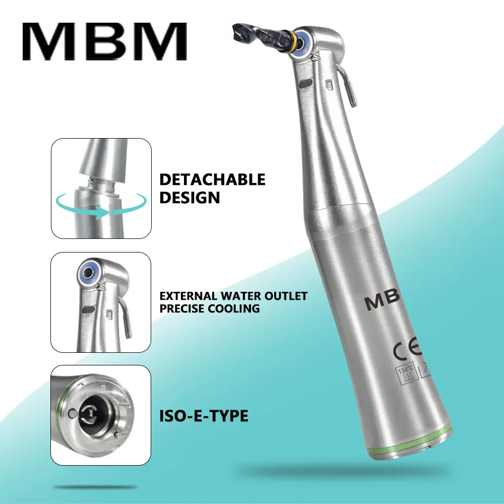 MBM Dental 20:1 Fiber Optic Contra Angle Low Speed Handpiece Odontologia Implant Surgery Contra Angle Reduction Handpiece E-type