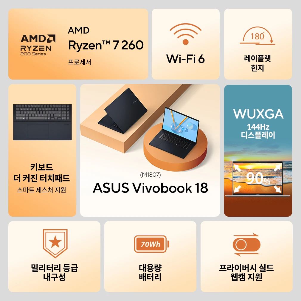 ASUS-Vibobook 18 AMD Ryzen 7, ، 16GB, GB, Free DOS #2
