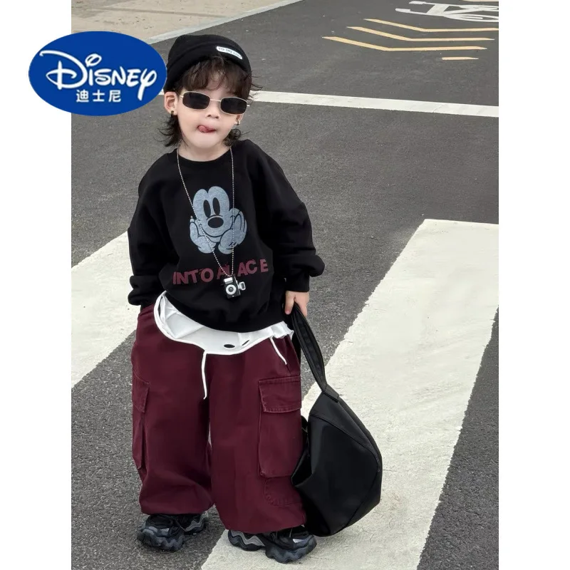 

Disney Boys 2-Piece Set 2025 | Korean Style Hoodie with Cargo Pants, Cartoon Print Outfit
