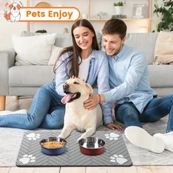 Waterproof Dog Food Mat -Placemat for Food and Water Bowl,Rubber Backing ,Absorbent,,Non-Slip, Durable, Easy Clean Pet Food Mat