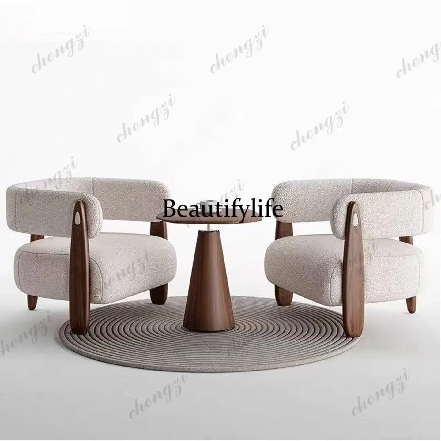 NQ52 Light luxury single sofa coffee table combination model room hotel lobby sales office reception leisure tables and chairs