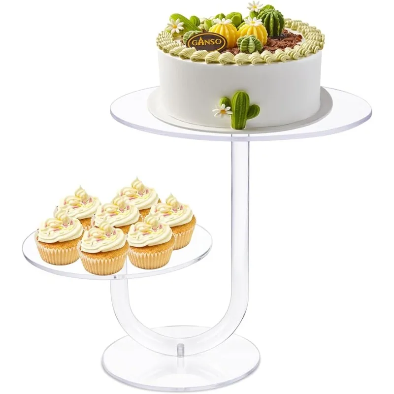 2 Tier Clear Cake Stand Acrylic Cupcake Display Holder  for Weddings, Birthdays, Anniversaries, Afternoon Tea Parties Décor