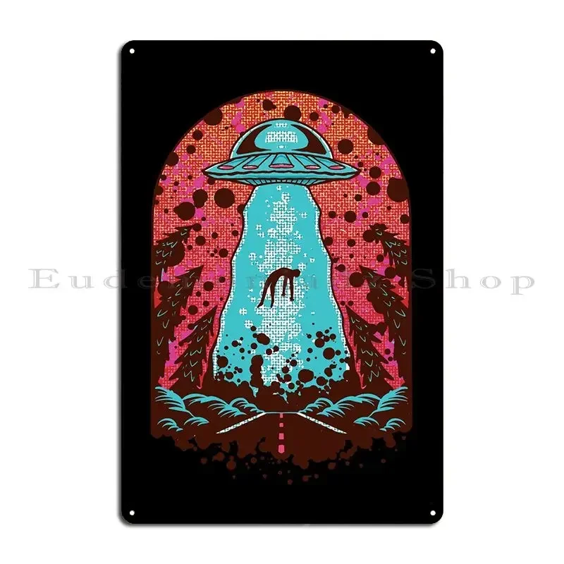 Alien Abduction Metal Plaque Poster Design Mural Kitchen Cave Wall Decor Tin Sign Poster