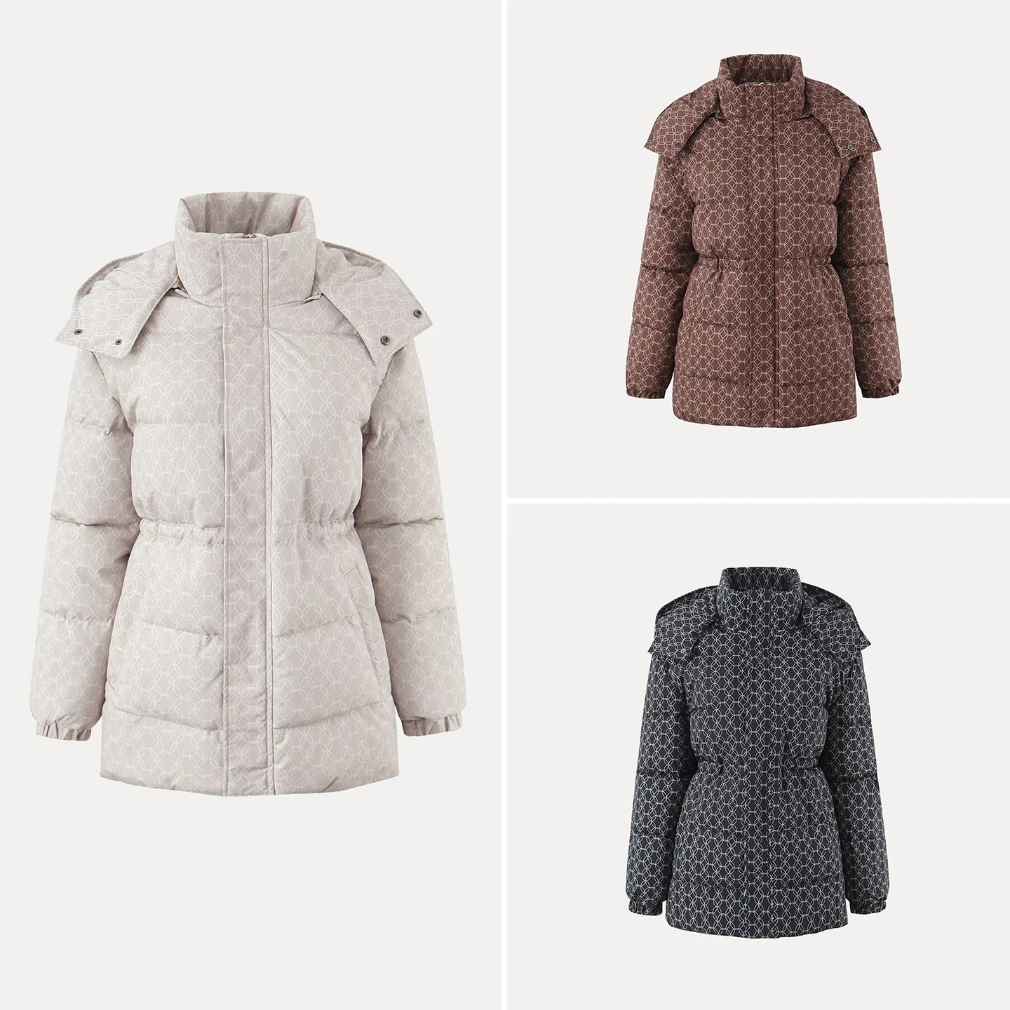 

2025 Winter New Women's Faion Personali Simple Match Long Sve Hooded Jaet Versatile Outerwear Ladies Stand Fit Zi...