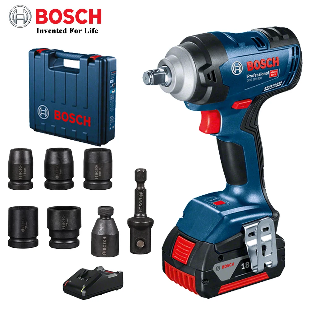 Bosch GDS 18v-400 18V llave de impacto inalámbrica sin escobillas 400Nm batería de litio controlador de impacto Bosch juego de herramientas eléctricas profesionales