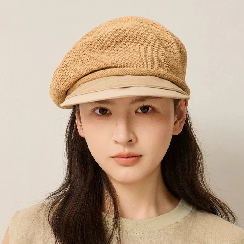 Women British Retro Versatile Beret Hat Spring Summer Cotton Linen Breathable Newsboy Cap Niche Painter Hat