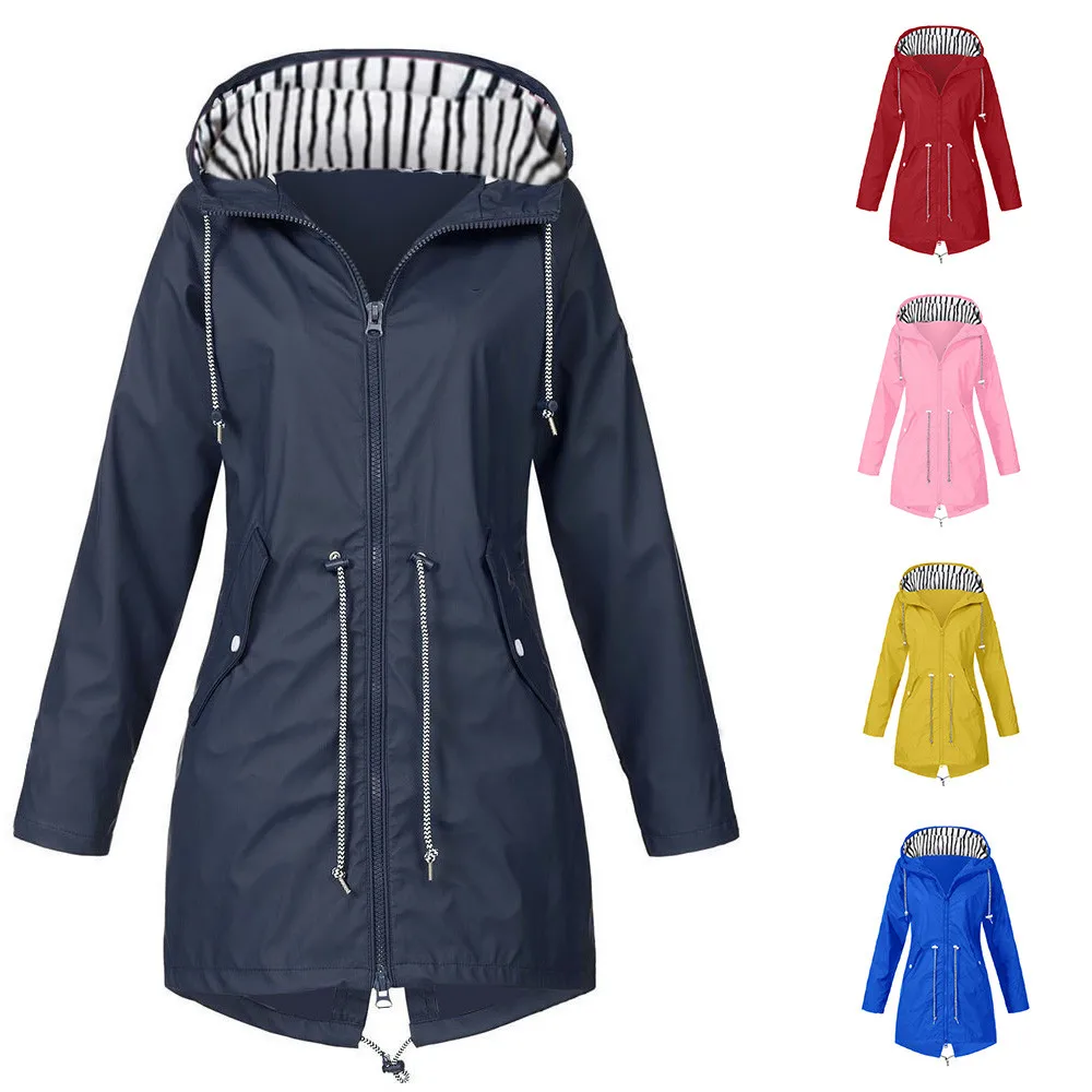 Women Jackets Winter Coat Jacket Women Solid Rain Outdoor Plus Waterproof Hooded Raincoat Windbreaker Veste Куртка Женская