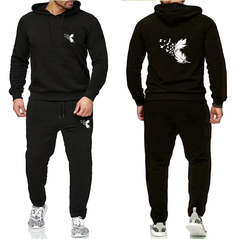 New men's set hooded sweatshirt+pants autumn/winter sweatshirt sports pants fashionable slim fit men's set hooded sweatshirt
