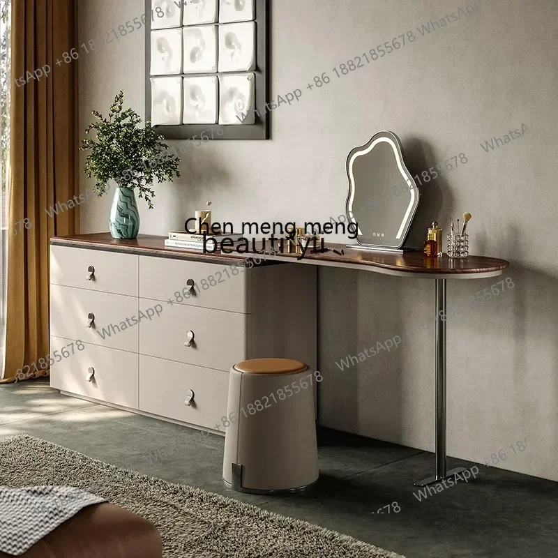

CC Italian dresser, bedroom TV cabinet, light luxury storage chest cabinet, multi-functional integrated retractable makeup table