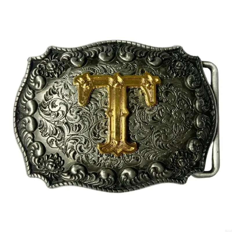 2026 New Metal Initial Belt Buckle with Western Scroll Engraving and Tool Change Design for Casual Outfit Belt Styling