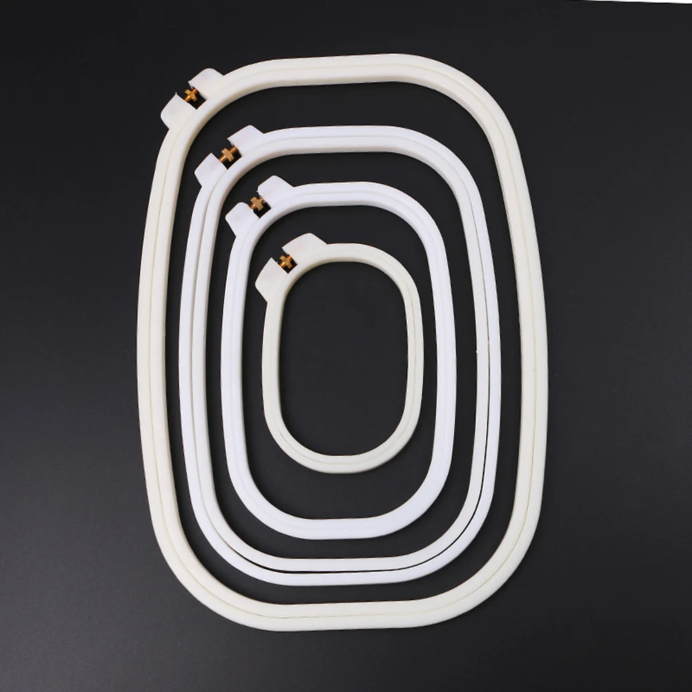 

Embroidery Hoop Circle Frame Cross Stitch Beige ABS Plastic Elastic Smooth Surface Copper Screw Top DIY Craft Gift Sewing
