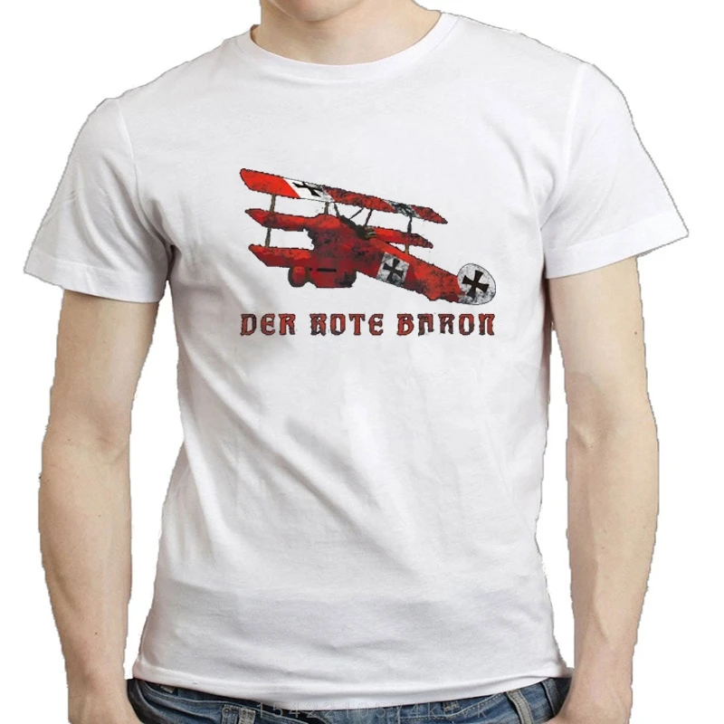 WWI allemand rouge Baron Manfred Vonveelhofen Albatros D.III combattant T-Shirt  col rond manches courtes décontracté hommes