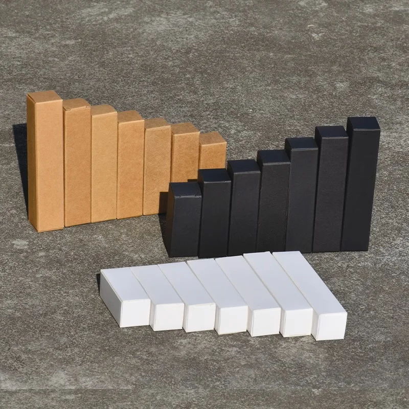 Caja de papel Kraft de altura 5,5-15,5 cm para paquete de regalo de muestra de perfume de lápiz labial, 2x2 cm 2,5x2,5 cm negro blanco, 100 piezas